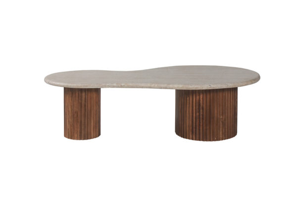 Salontafel 'Marlon' 120 cm Mango hout met Travertin Beige (2c) - Afbeelding 3