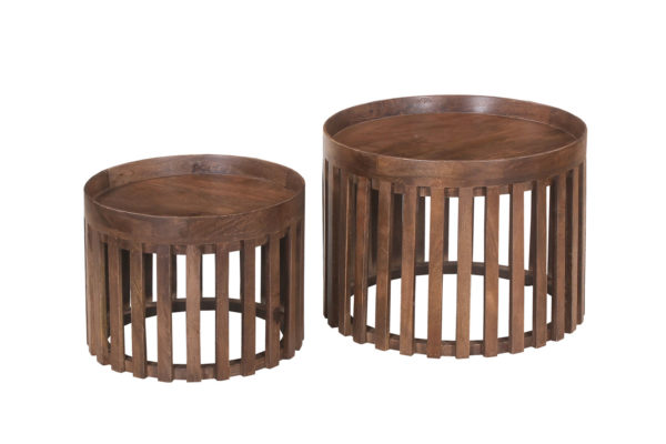 Salontafel 'Noah' 2-delig Rond Mango hout Lichtbruin (1c) - Afbeelding 3