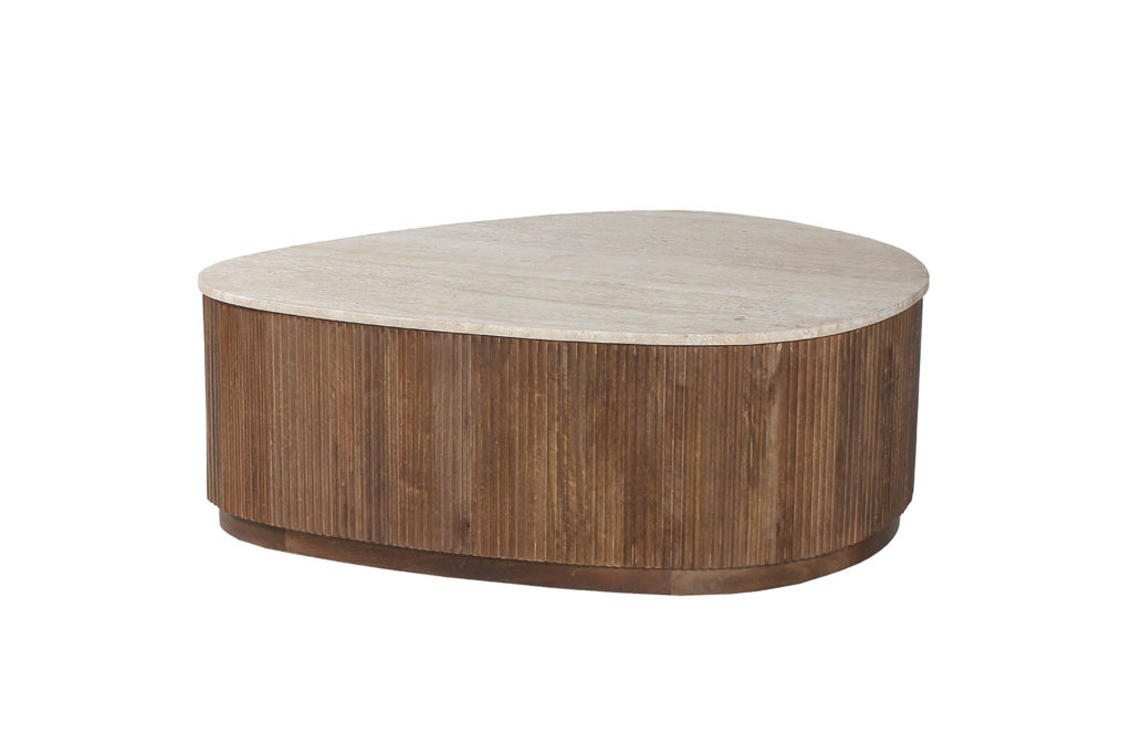 Salontafel 'Nolan' 100 cm Mango hout met Travetin Beige (1c) - Afbeelding 3