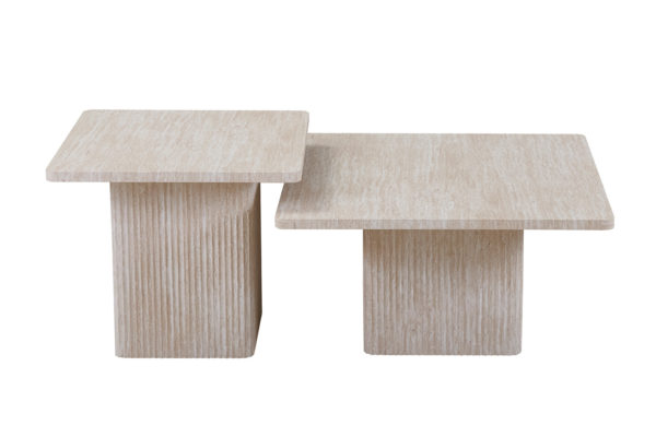 Set van 2 Salontafels 'Bobby' Decor travertin Beige - Afbeelding 3