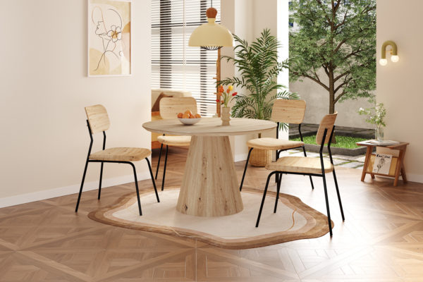 Tafel 'Tigo' 120 cm Rond Decor Oude eik - Afbeelding 3