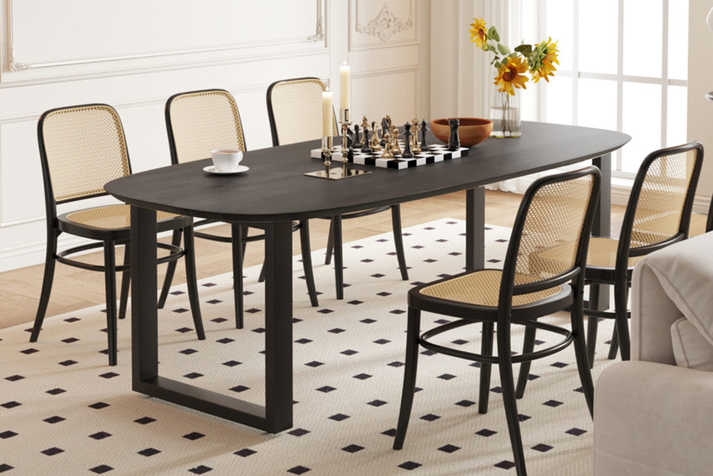 Tafel 'Tommy' 220x100 cm Deens Ovaal U-Poot Mango hout Zwart - Afbeelding 3