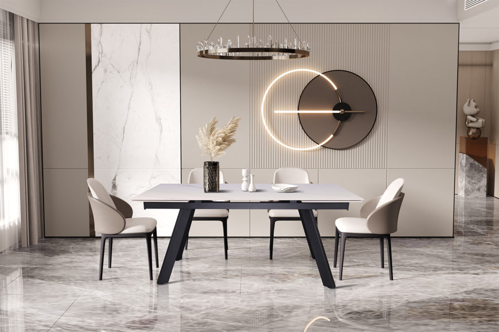 Uitschuifbare tafel 'Hera' 160-240 cm Rechthoekig Steen Wit - Afbeelding 3