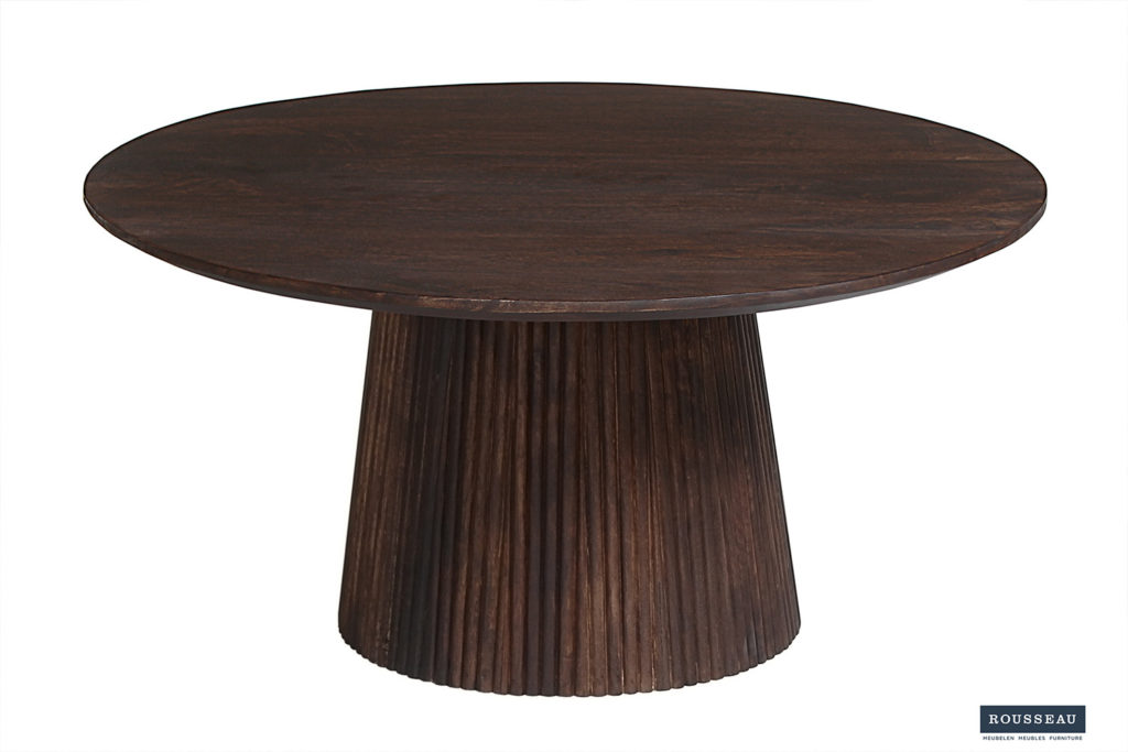 Salontafel 'Miguel' 80 cm Rond Mango hout Donkerbruin (2c) - Afbeelding 4