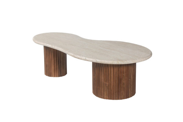 Salontafel 'Marlon' 120 cm Mango hout met Travertin Beige (2c) - Afbeelding 4