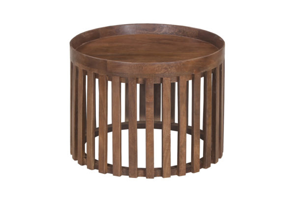 Salontafel 'Noah' 2-delig Rond Mango hout Lichtbruin (1c) - Afbeelding 4