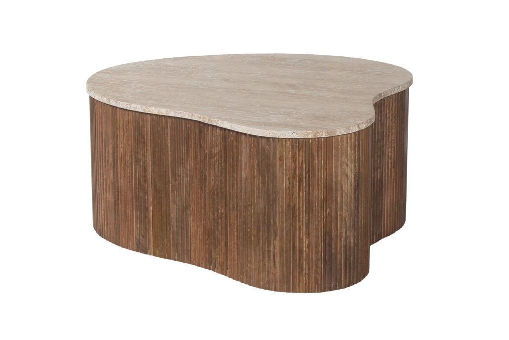 Salontafel 'Paul' 83 cm Mango hout met Travetin Beige (1c) - Afbeelding 4