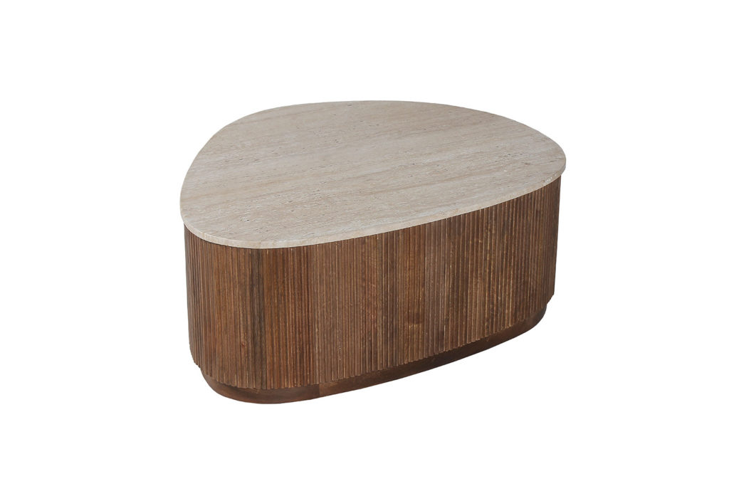 Salontafel 'Nolan' 100 cm Mango hout met Travetin Beige (1c) - Afbeelding 4