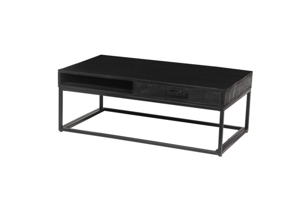 Salontafel 'Madeira' met lade Mangohout zwart - Afbeelding 4