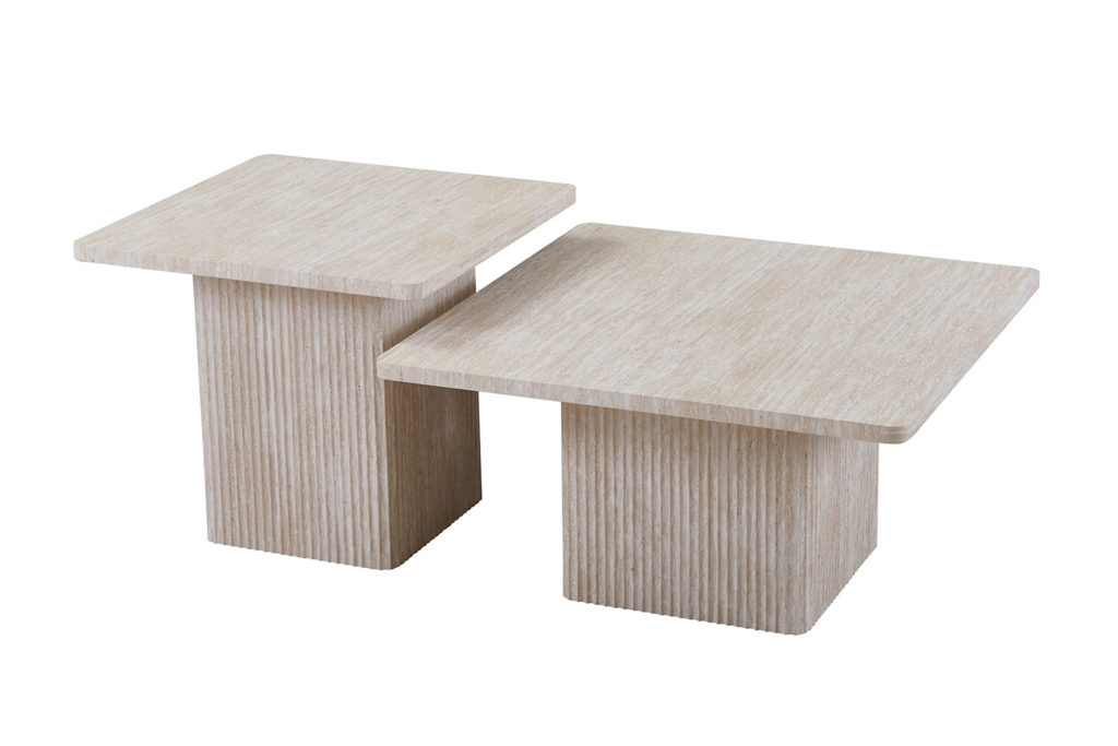 Set van 2 Salontafels 'Bobby' Decor travertin Beige - Afbeelding 4