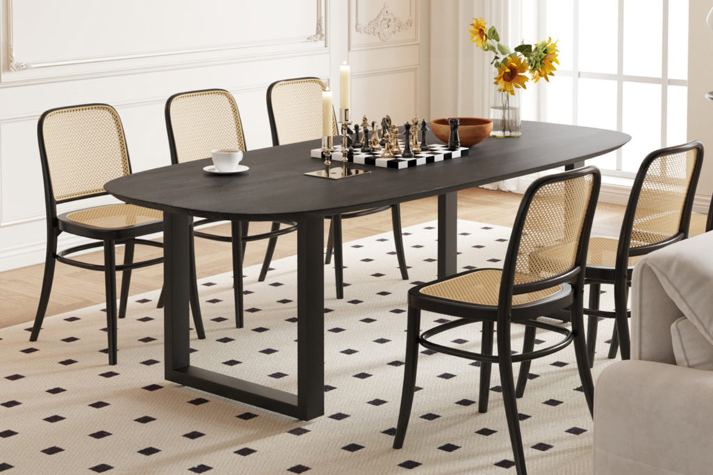 Tafel 'Tommy' 220x100 cm Deens Ovaal U-Poot Mango hout Zwart - Afbeelding 4