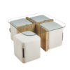 Salontafel 'Shana' met 4 poefs stof Decor Oude eik (2c) - Afbeelding 5