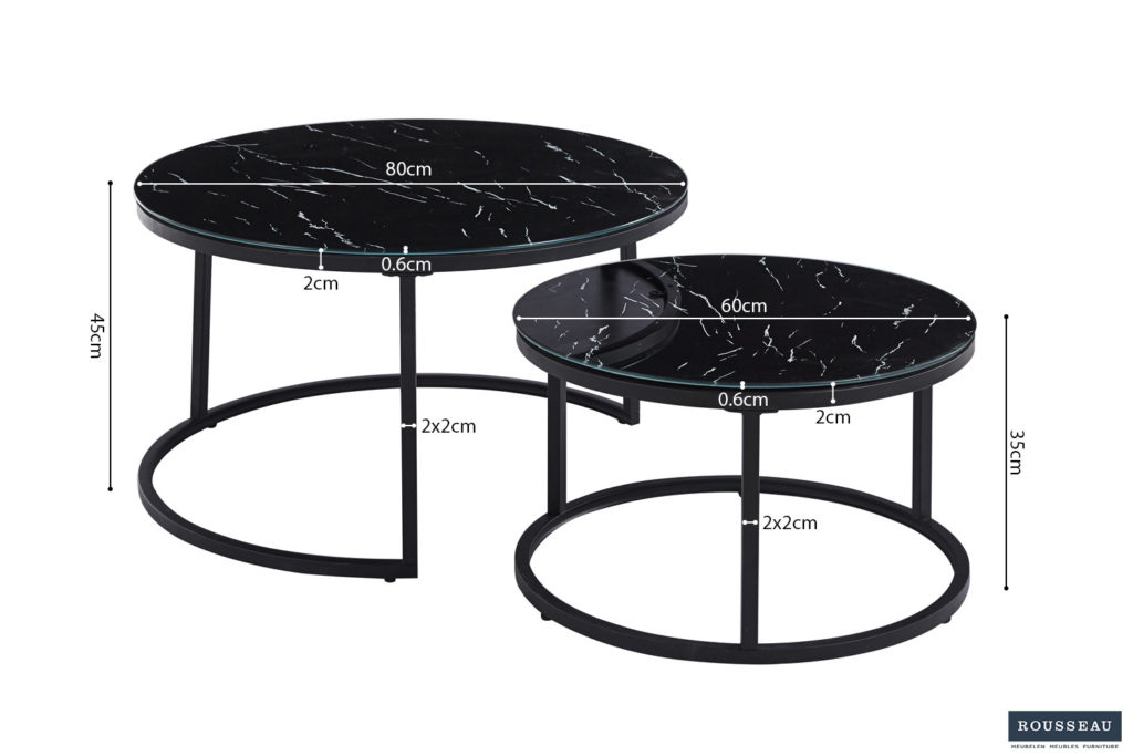 Salontafel 'Boston' Decor Glas Marmer Zwart (1c) - Afbeelding 5
