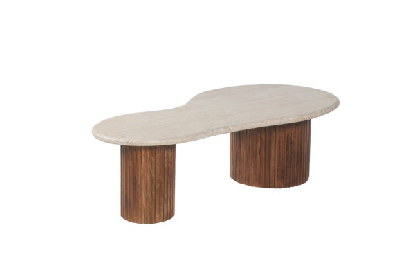 Salontafel 'Marlon' 120 cm Mango hout met Travertin Beige (2c) - Afbeelding 5