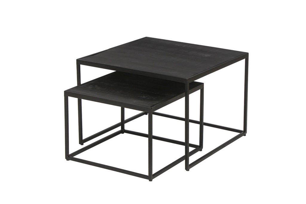 Salontafel 'Quinn' 2-delig Mango hout Zwart (1c) - Afbeelding 5