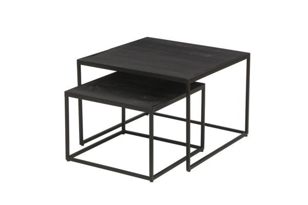 Salontafel 'Quinn' 2-delig Mango hout Zwart (1c) - Afbeelding 5