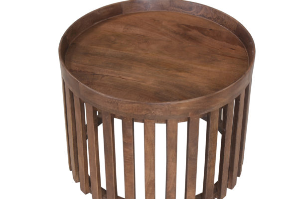 Salontafel 'Noah' 2-delig Rond Mango hout Lichtbruin (1c) - Afbeelding 5