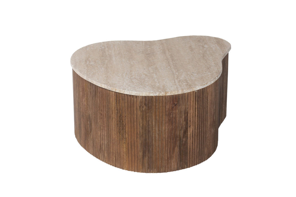 Salontafel 'Paul' 83 cm Mango hout met Travetin Beige (1c) - Afbeelding 5