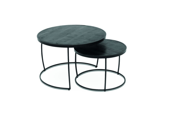 Salontafel 'Lars' 2-delig Mango hout zwart (1c) - Afbeelding 5