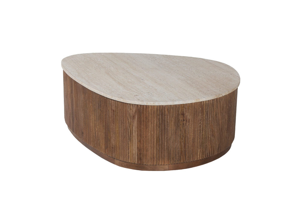 Salontafel 'Nolan' 100 cm Mango hout met Travetin Beige (1c) - Afbeelding 5