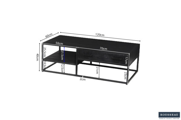 Salontafel 'Madeira' 120 cm Mango hout zwart - Afbeelding 5