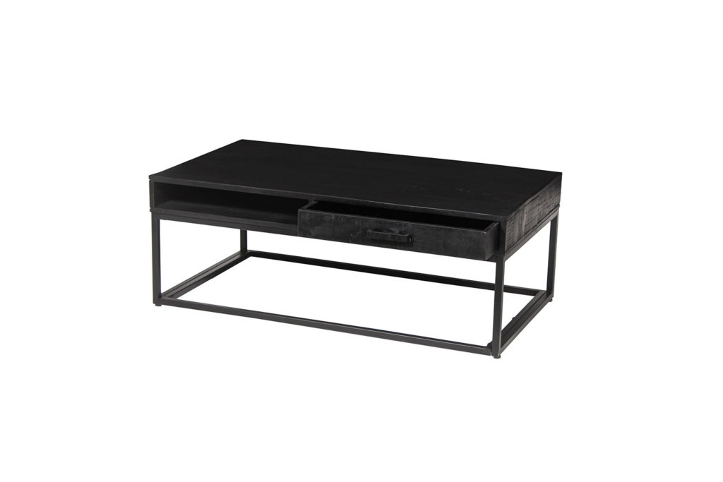 Salontafel 'Madeira' met lade Mangohout zwart - Afbeelding 5