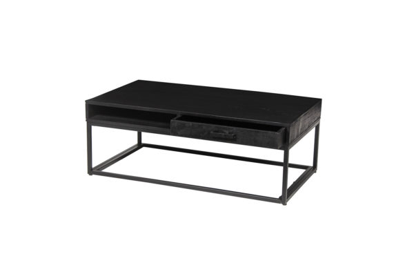 Salontafel 'Madeira' met lade Mangohout zwart - Afbeelding 5