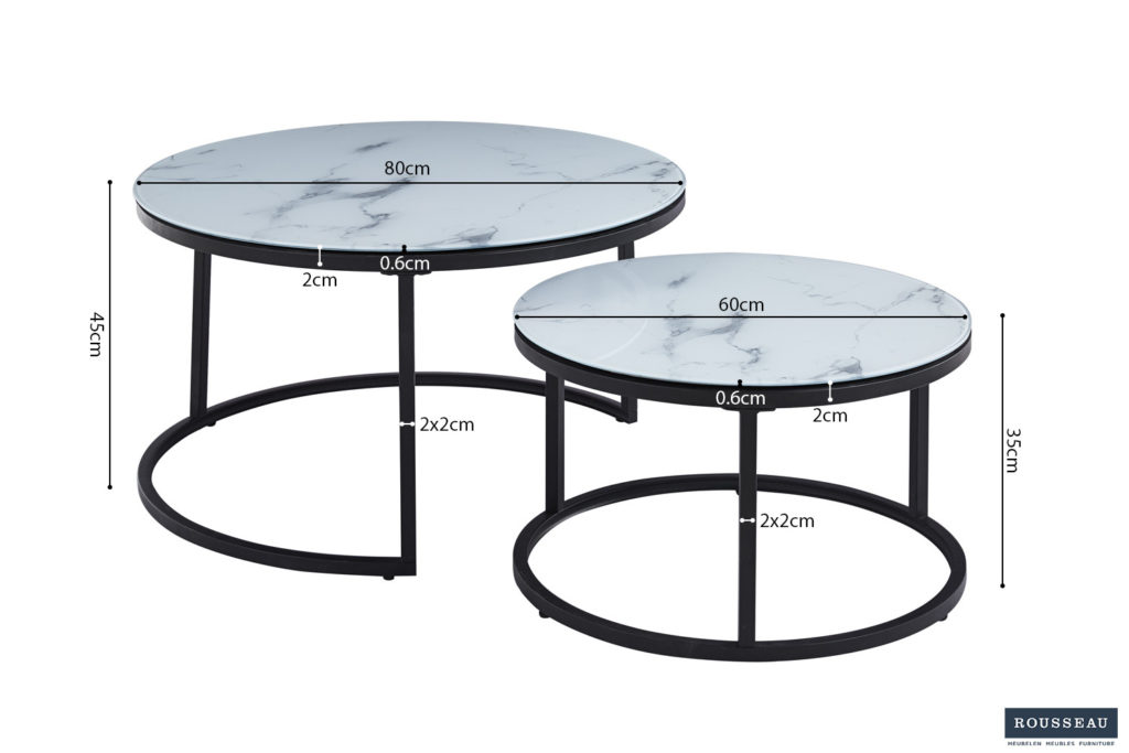 Salontafel 'Boston' Decor Glas Marmer Wit (1c) - Afbeelding 5