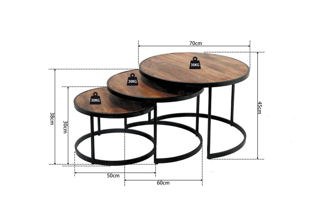 Salontafel 'Lennox' 3-delig Mango hout (1c) - Afbeelding 6