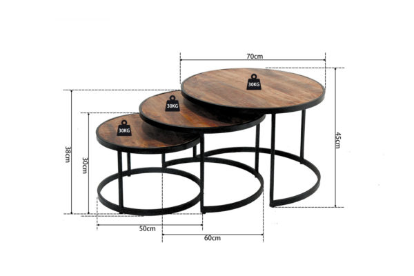 Salontafel 'Lennox' 3-delig Mango hout (1c) - Afbeelding 6