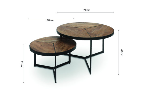 Salontafel 'Laveu' 2-delig Mango hout (1c) - Afbeelding 6