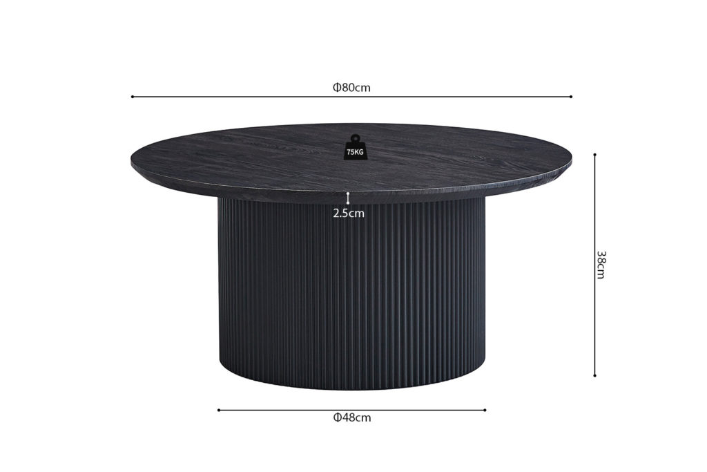 Salontafel 'Lagos' 80 cm Rond Decor Donkerbruin (2c) - Afbeelding 6