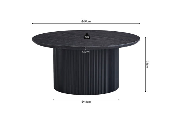 Salontafel 'Lagos' 80 cm Rond Decor Donkerbruin (2c) - Afbeelding 6
