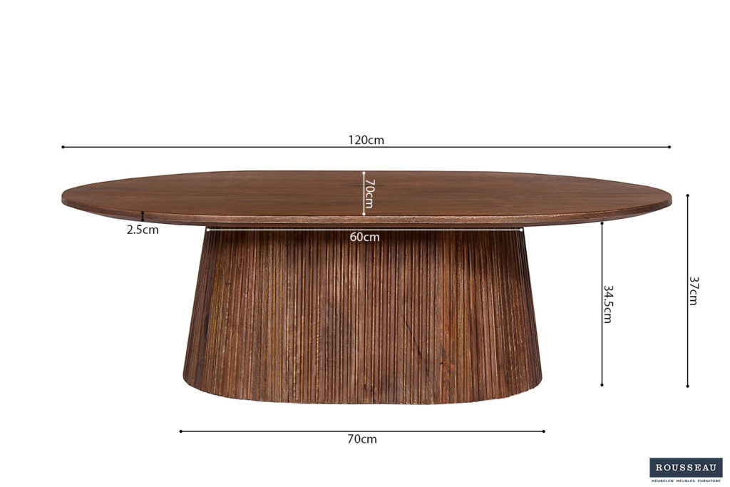 Salontafel 'Miguel' 120 cm Ovaal Mango hout Lichtbruin (2c) - Afbeelding 6
