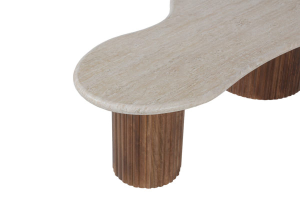 Salontafel 'Marlon' 120 cm Mango hout met Travertin Beige (2c) - Afbeelding 6