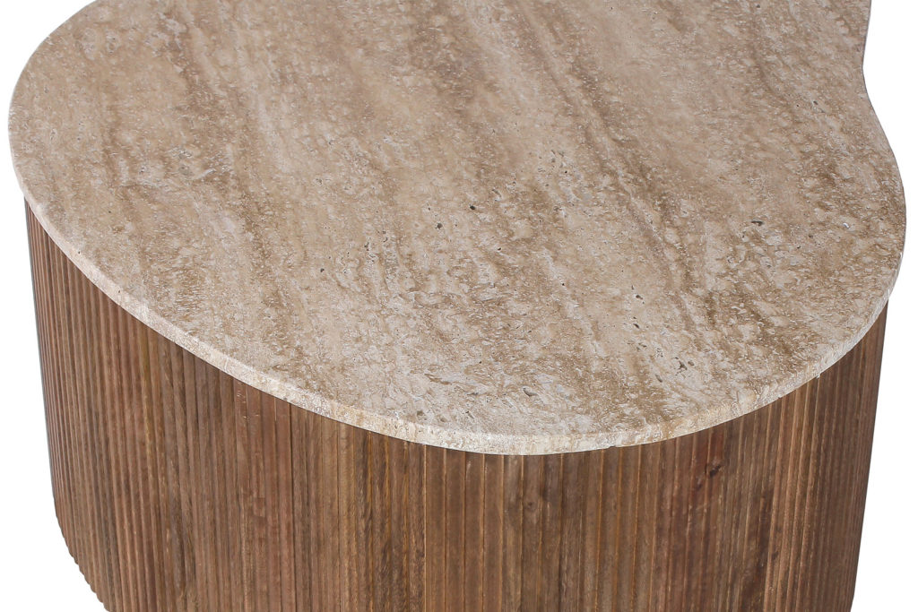 Salontafel 'Paul' 83 cm Mango hout met Travetin Beige (1c) - Afbeelding 6