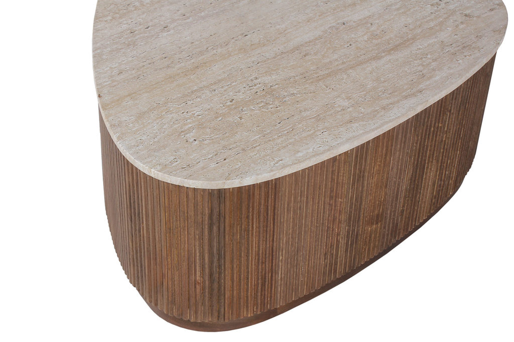 Salontafel 'Nolan' 100 cm Mango hout met Travetin Beige (1c) - Afbeelding 6
