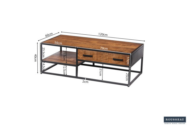 Salontafel 'Madeira' 120 cm Mangohout (1c) - Afbeelding 6