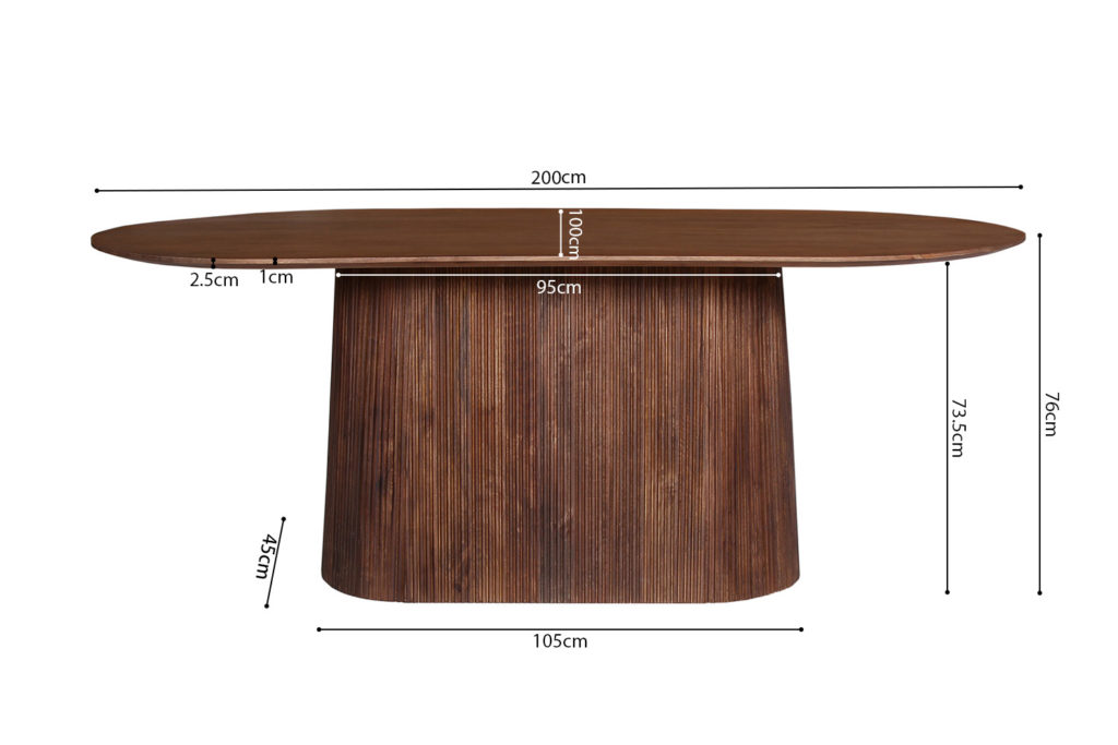 Tafel 'Miguel' 200 cm Ovaal Mango hout Lichtbruin - Afbeelding 6