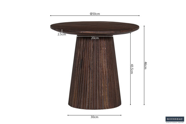 Salontafel 'Miguel' 50 cm Rond Mango hout Donkerbruin (2c) - Afbeelding 6