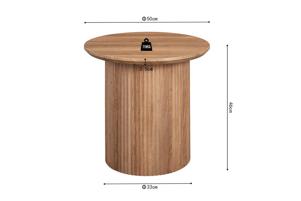 Salontafel 'Lagos' 50 cm Rond Decor Oude eik (2c) - Afbeelding 7