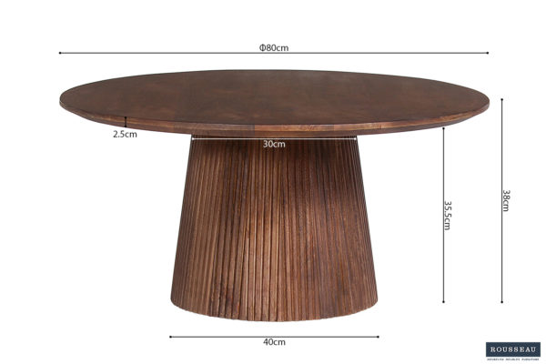 Salontafel 'Miguel' 80 cm Rond Mango hout Lichtbruin (2c) - Afbeelding 7