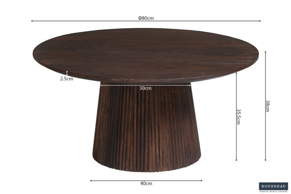 Salontafel 'Miguel' 80 cm Rond Mango hout Donkerbruin (2c) - Afbeelding 7