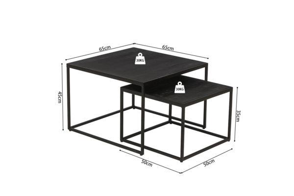 Salontafel 'Quinn' 2-delig Mango hout Zwart (1c) - Afbeelding 7