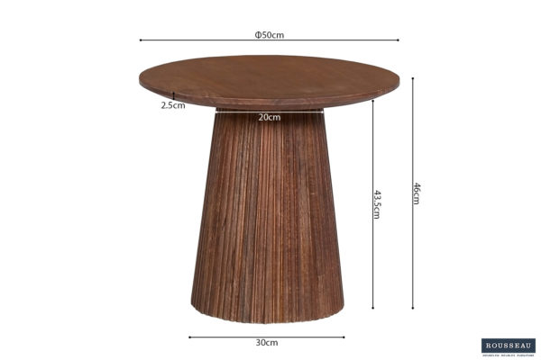 Salontafel 'Miguel' 50 cm Rond Mango hout Lichtbruin (2c) - Afbeelding 7