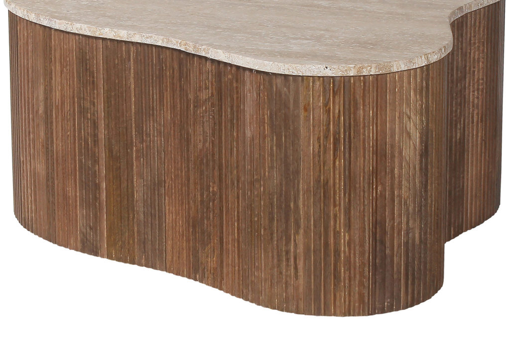 Salontafel 'Paul' 83 cm Mango hout met Travetin Beige (1c) - Afbeelding 7