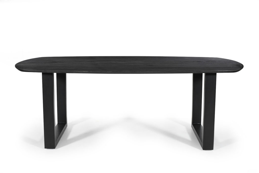 Tafel 'Tommy' 220x100 cm Deens Ovaal U-Poot Mango hout Zwart - Afbeelding 7