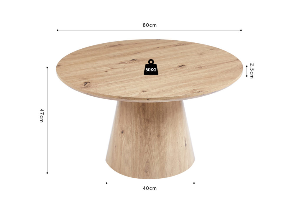 Salontafel 'Lukas' 80 cm Decor Oude eik (2c) - Afbeelding 7
