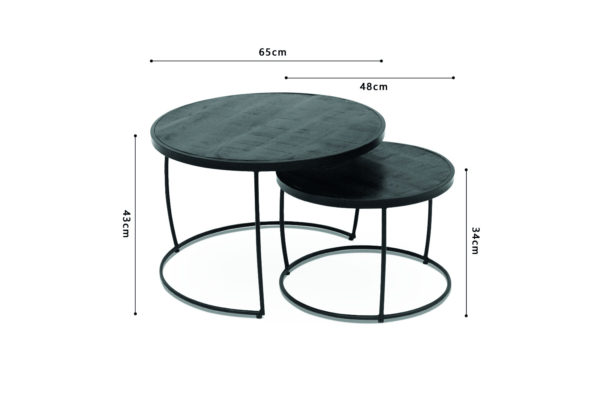 Salontafel 'Lars' 2-delig Mango hout zwart (1c) - Afbeelding 8