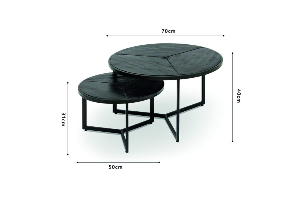 Coffee table 'Laveu' 2-piece Mango wood black (1c) - Afbeelding 8